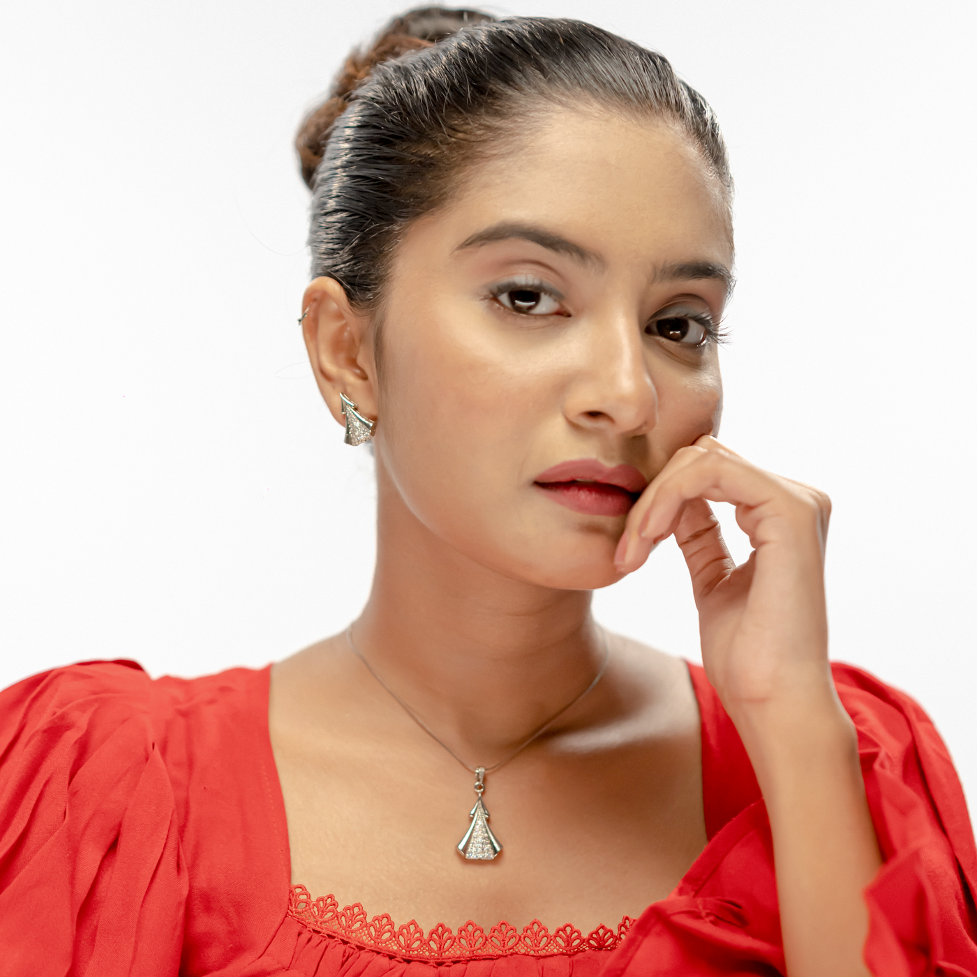 Sparkling Tree of Life 925 Sterling Silver Pendant & Earrings Set