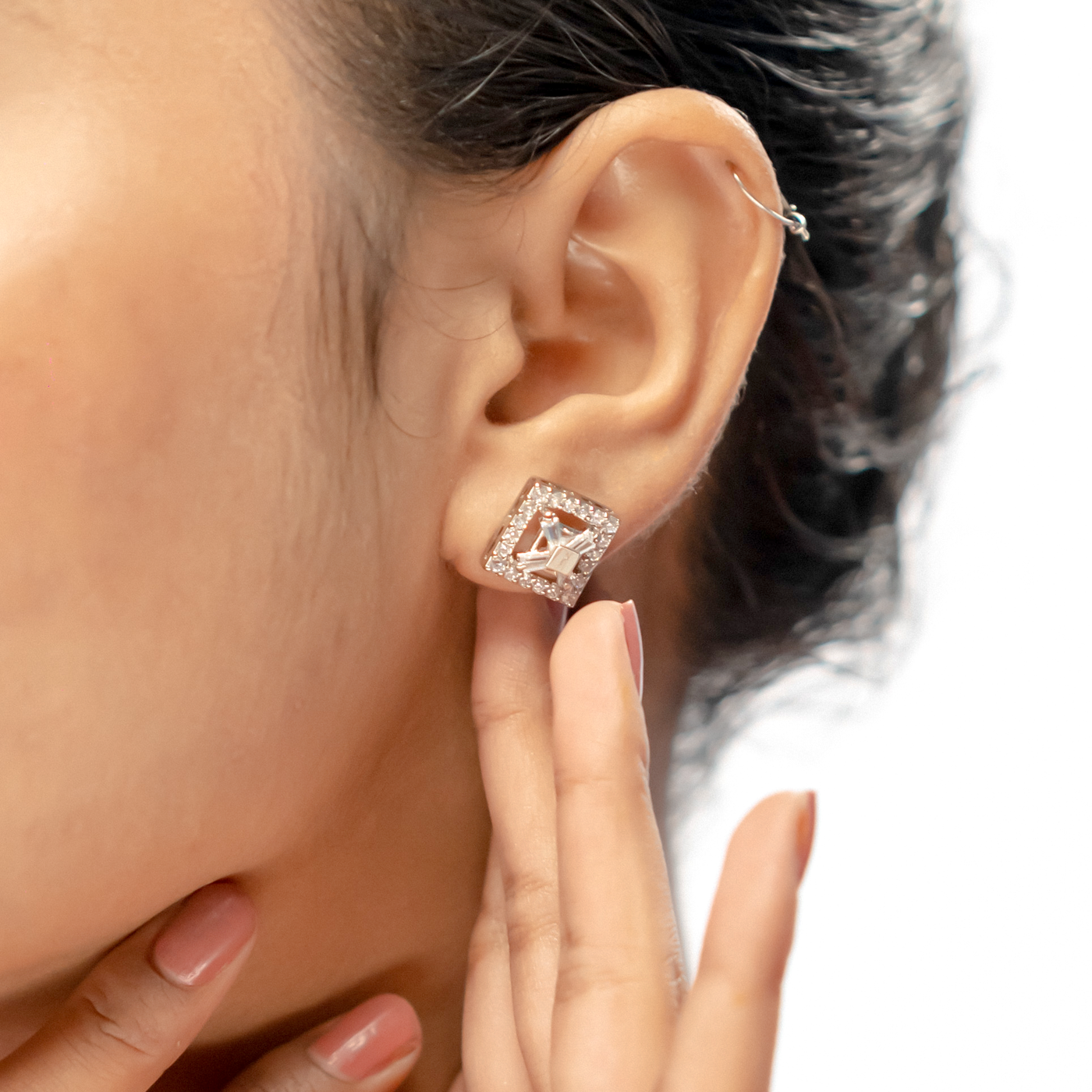 Aurora Radiance Square Pendant & Earrings Set – 925 Sterling Silver