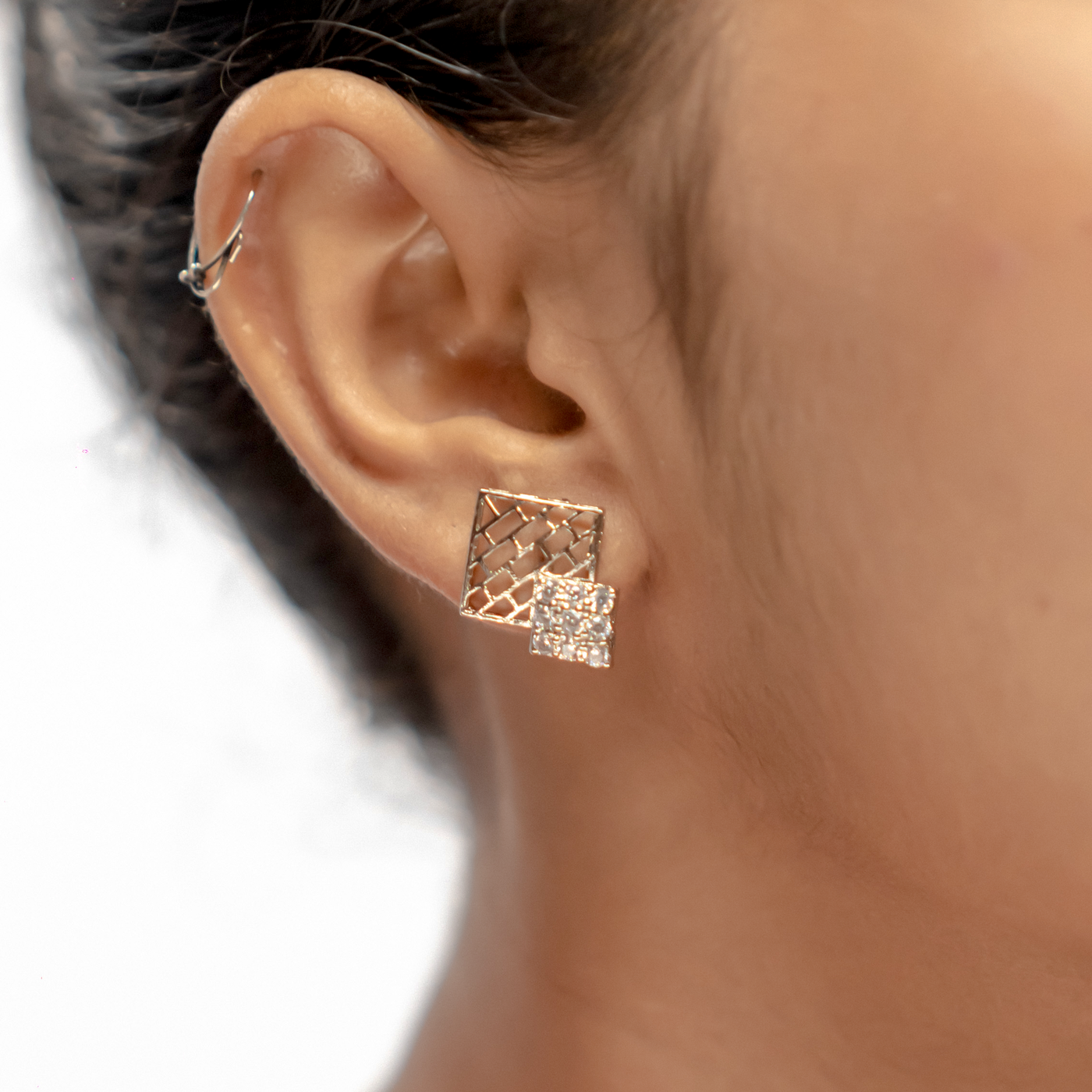 Aurora Luxe Kite Lattice Set – 925 Sterling Silver Geometric Pendant & Earrings